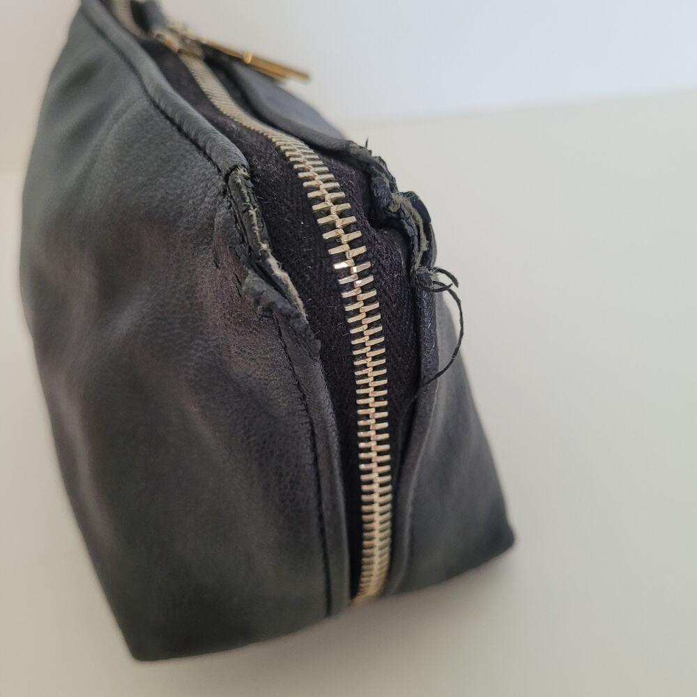 Vintage Yves Saint Laurent YSL Black Leather Cosmetic Pouch Clutch Bag Italy - Picture 8 of 16